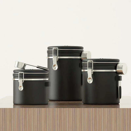 Stylish Stainless Steel Coffee Bean Canister with Date Tracker and Carbon Release Valve - Très Elite