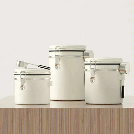 Stylish Stainless Steel Coffee Bean Canister with Date Tracker and Carbon Release Valve - Très Elite