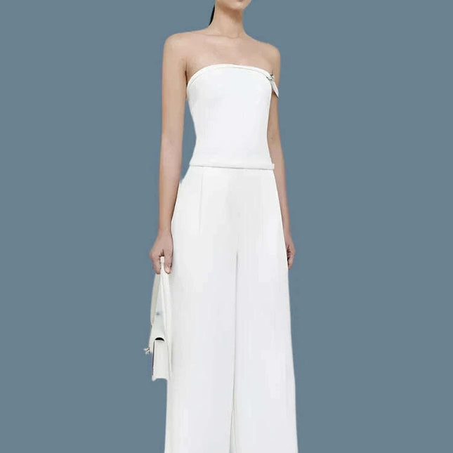 Stylish Strapless Backless Jumpsuits for Women - High Waist Loose Fit Evening Party Playsuits 2024 Summer Collection