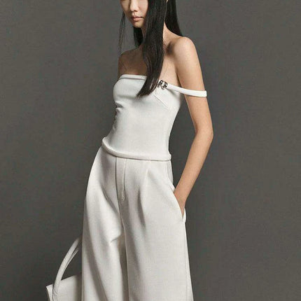 Stylish Strapless Backless Jumpsuits for Women - High Waist Loose Fit Evening Party Playsuits 2024 Summer Collection - Très Elite