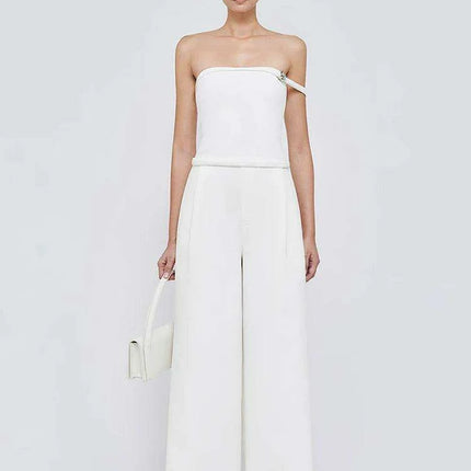 Stylish Strapless Backless Jumpsuits for Women - High Waist Loose Fit Evening Party Playsuits 2024 Summer Collection