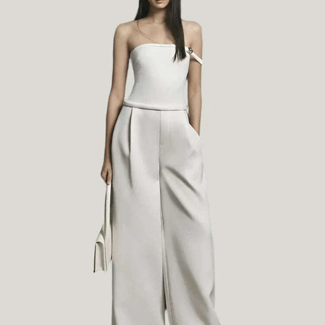 Stylish Strapless Backless Jumpsuits for Women - High Waist Loose Fit Evening Party Playsuits 2024 Summer Collection