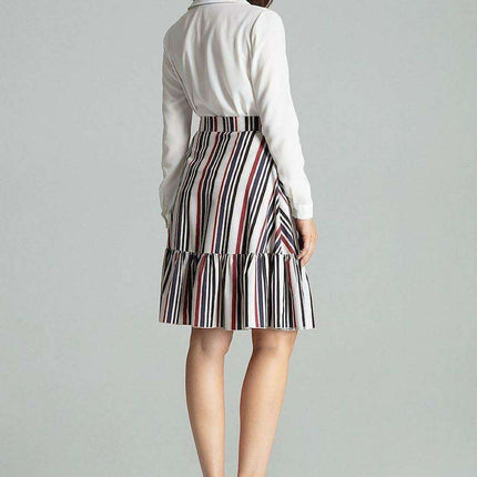 Stylish Striped Flared Skirt with Frill Detail - Très Elite
