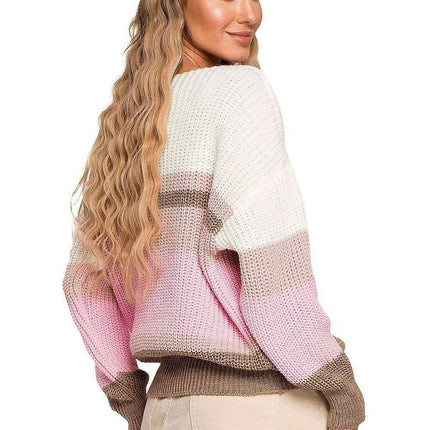 Stylish Striped V-Neck Knit Pullover - Très Elite