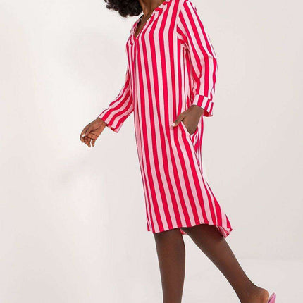 Stylish Striped Viscose Casual Dress - Très Elite