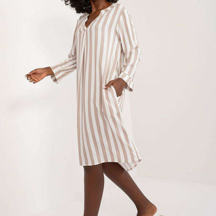 Stylish Striped Viscose Casual Dress - Très Elite