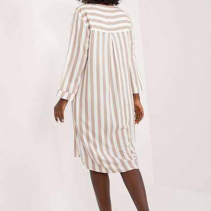 Stylish Striped Viscose Casual Dress - Très Elite