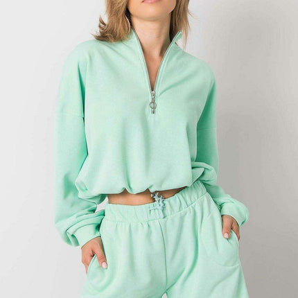 Stylish Summer Set: Zipper Blouse and Tied Waist Shorts - Très Elite