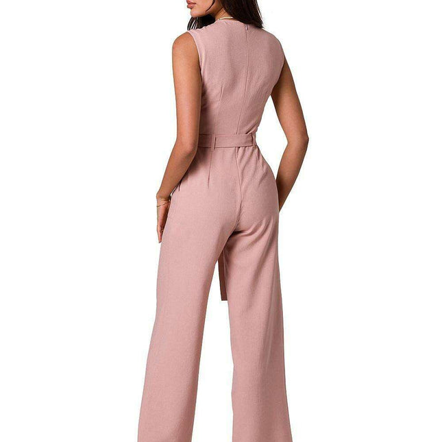 Stylish Summer Sleeveless Jumpsuit with Adjustable Waist Tie