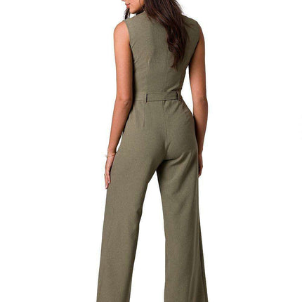 Stylish Summer Sleeveless Jumpsuit with Adjustable Waist Tie - Très Elite