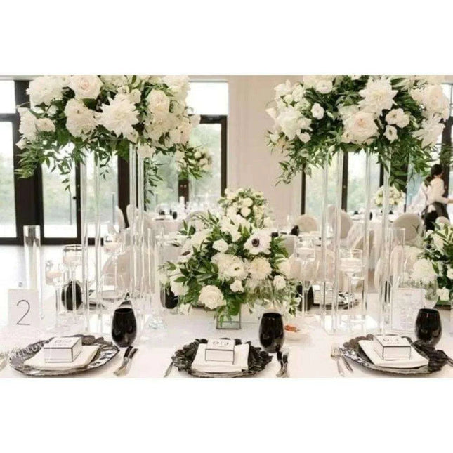 Stylish Transparent Acrylic Geometric Flower Vase Collection - 10 High Stands (60cm)