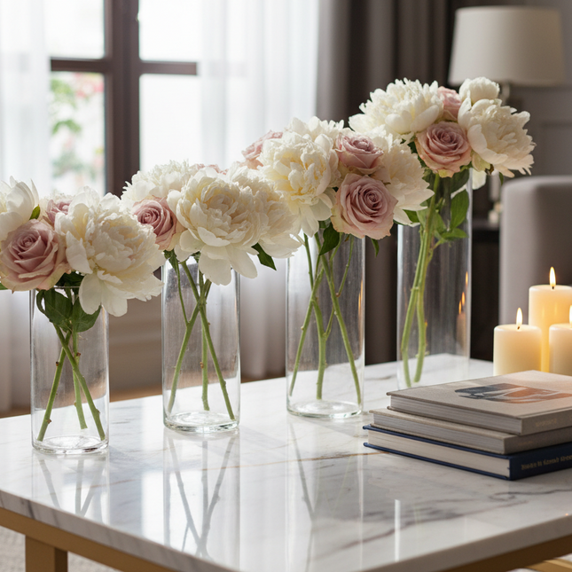 Stylish Transparent Glass Cylinder Vases for Elegant Event Centerpieces