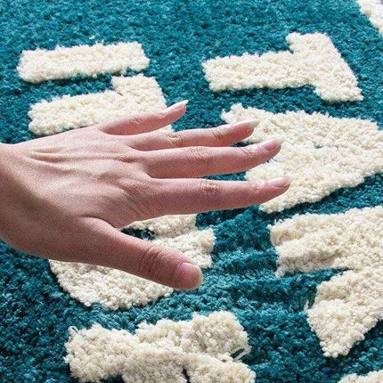 Stylish Tufted Letter Pattern Area Rug for Elegant Home Decor Enhancement..