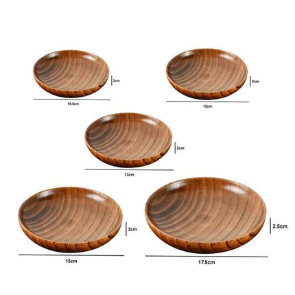 Stylish Unbreakable Acacia Wood Serving Plates - Versatile Round Dishes for Fruits, Snacks, and Desserts (10.5-17.5 Cm) - Très Elite