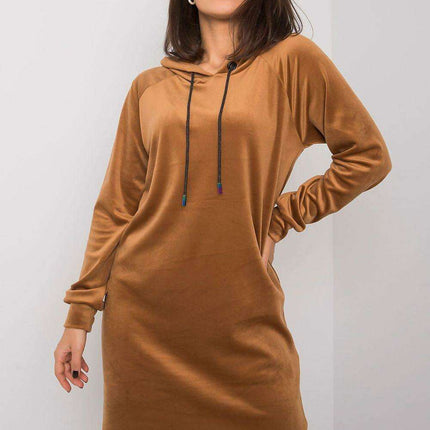 Stylish Velour Hooded Mini Dress for Casual Elegance - Très Elite
