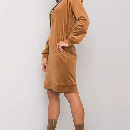 Stylish Velour Hooded Mini Dress for Casual Elegance - Très Elite