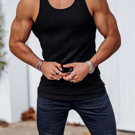 Stylish Vertical Stripes Men's Fitness Racerback Tank Top for Active Lifestyles