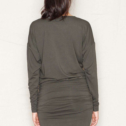 Stylish Viscose Kimono Sleeve Dress with Trendy Bat Cut - Style 43740 - Très Elite