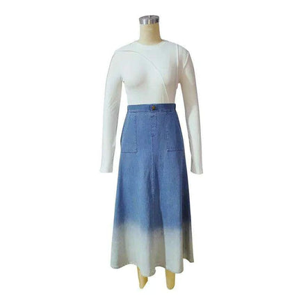 Stylish Washed Denim Maxi Skirt for Teen Girls and Women - Must-Have Spring/Summer Fashion Piece - Très Elite