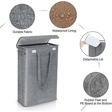 Stylish Waterproof Foldable Laundry Hamper - 45L Capacity with Lid - Très Elite