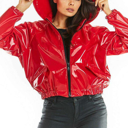 Stylish Waterproof Vinyl Hooded Jacket - Très Elite