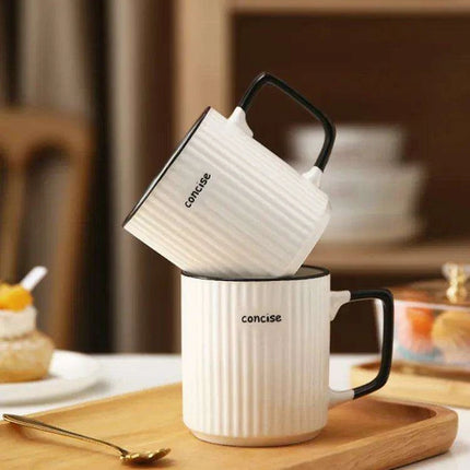 Stylish Wave Pattern Bone China Mug - 400ml Capacity for Your Favorite Beverages - Très Elite