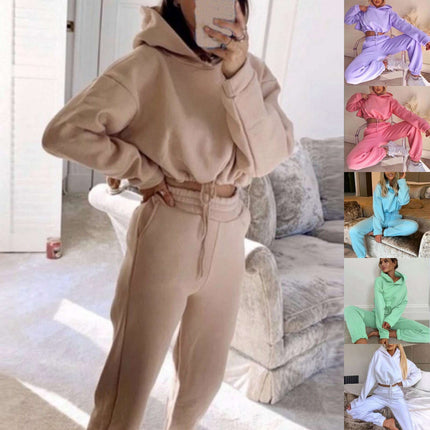 Stylish Women's 2-Piece Sweat Suit Set - Long Sleeve Hoodie & Casual Fitness Tracksuit - Très Elite