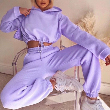 Stylish Women's 2-Piece Sweat Suit Set - Long Sleeve Hoodie & Casual Fitness Tracksuit - Très Elite