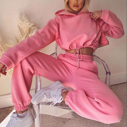 Stylish Women's 2-Piece Sweat Suit Set - Long Sleeve Hoodie & Casual Fitness Tracksuit - Très Elite