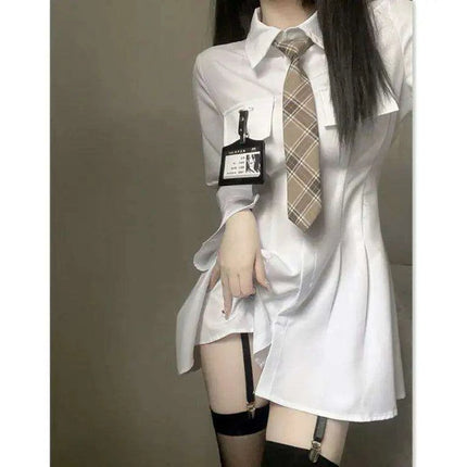 Stylish Women's Autumn Mini Shirt Dress - Ideal for Work and Night Out - Très Elite