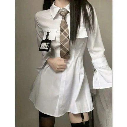Stylish Women's Autumn Mini Shirt Dress - Ideal for Work and Night Out - Très Elite