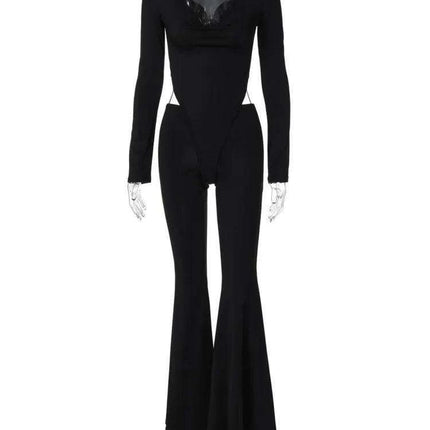 Stylish Women's Hooded Bodycon Jumpsuit with Cut-Out Accents for Autumn Fashion - Très Elite