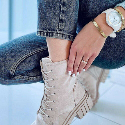 Stylish Women's Lace-Up Boots - Model 171122 - Très Elite
