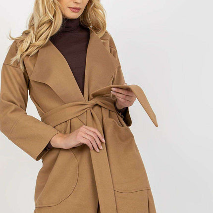 Stylish Women's Tie-Waist Polyester Overcoat - Très Elite