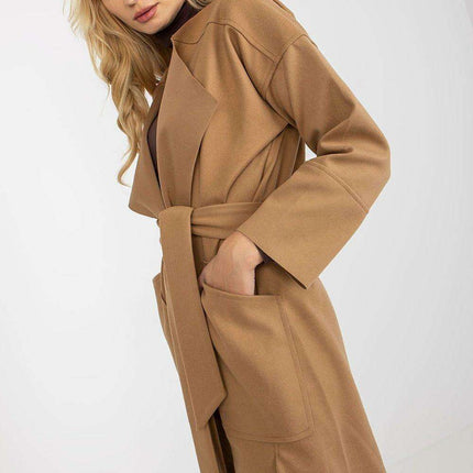 Stylish Women's Tie-Waist Polyester Overcoat - Très Elite