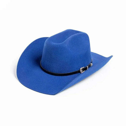 Stylish Women's Wide Brim Wool Cowboy Hat with Buckle Accent - Fall/Winter Collection (M/L Size) - Très Elite