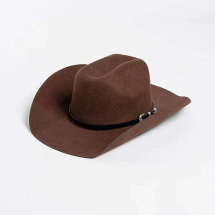 Stylish Women's Wide Brim Wool Cowboy Hat with Buckle Accent - Fall/Winter Collection (M/L Size) - Très Elite