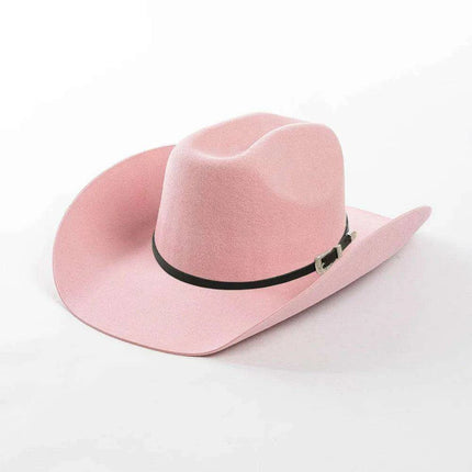 Stylish Women's Wide Brim Wool Cowboy Hat with Buckle Accent - Fall/Winter Collection (M/L Size) - Très Elite