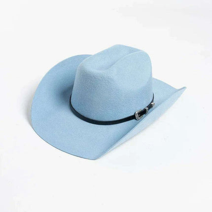 Stylish Women's Wide Brim Wool Cowboy Hat with Buckle Accent - Fall/Winter Collection (M/L Size) - Très Elite