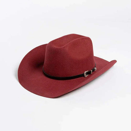 Stylish Women's Wide Brim Wool Cowboy Hat with Buckle Accent - Fall/Winter Collection (M/L Size) - Très Elite