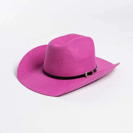 Stylish Women's Wide Brim Wool Cowboy Hat with Buckle Accent - Fall/Winter Collection (M/L Size) - Très Elite