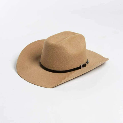 Stylish Women's Wide Brim Wool Cowboy Hat with Buckle Accent - Fall/Winter Collection (M/L Size) - Très Elite