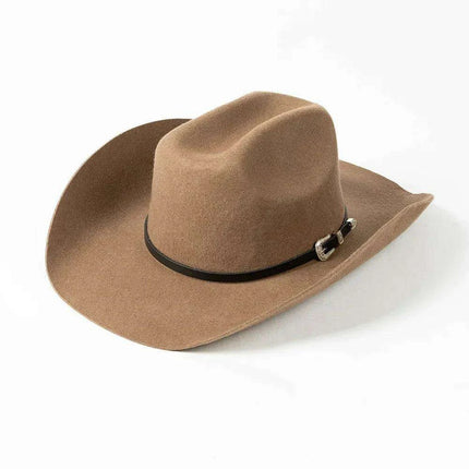 Stylish Women's Wide Brim Wool Cowboy Hat with Buckle Accent - Fall/Winter Collection (M/L Size) - Très Elite