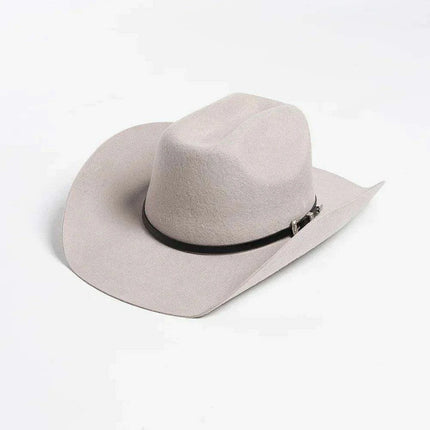 Stylish Women's Wide Brim Wool Cowboy Hat with Buckle Accent - Fall/Winter Collection (M/L Size) - Très Elite