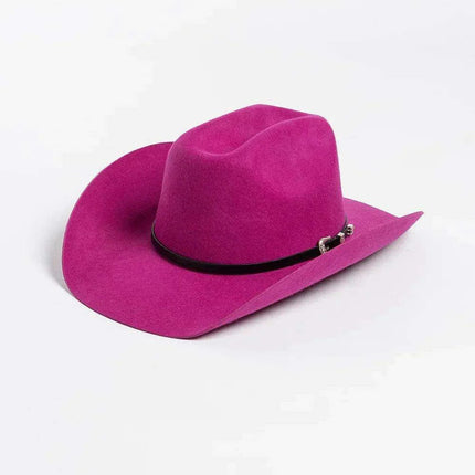 Stylish Women's Wide Brim Wool Cowboy Hat with Buckle Accent - Fall/Winter Collection (M/L Size) - Très Elite