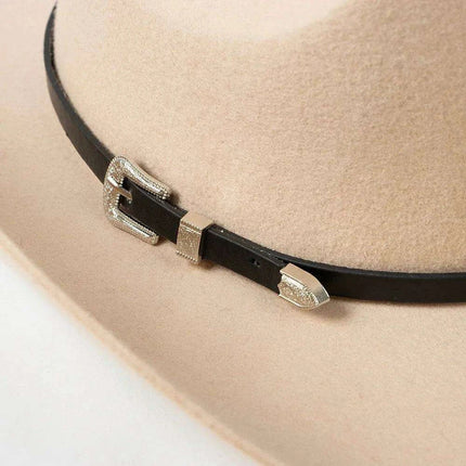 Stylish Women's Wide Brim Wool Cowboy Hat with Buckle Accent - Fall/Winter Collection (M/L Size) - Très Elite