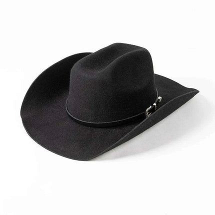 Stylish Women's Wide Brim Wool Cowboy Hat with Buckle Accent - Fall/Winter Collection (M/L Size) - Très Elite