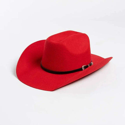 Stylish Women's Wide Brim Wool Cowboy Hat with Buckle Accent - Fall/Winter Collection (M/L Size) - Très Elite