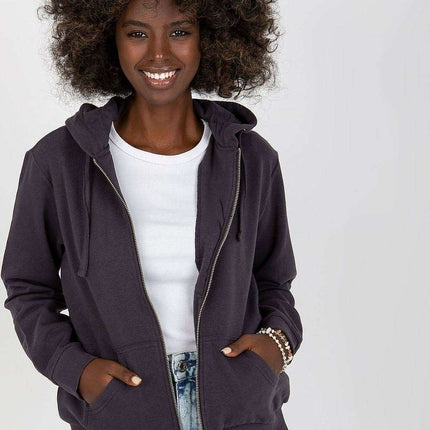Stylish Women's Zip-Up Sweatshirt - Soft Cotton-Poly Blend Hoodie