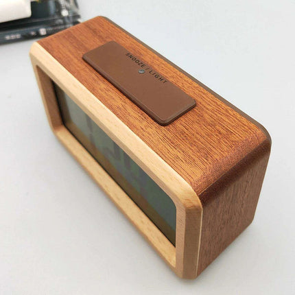 Stylish Wooden Alarm Clock with Temperature and Calendar - Ideal Decorative Gift for Home or Office - Très Elite